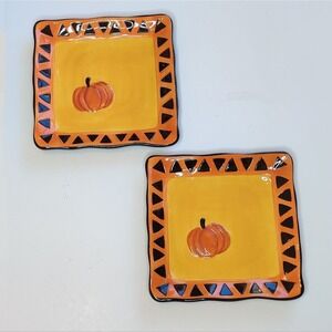 Tabletops Festive‎ Halloween Pumpkin Stoneware Dinner Plates Set of 2